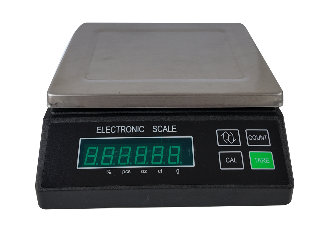 Gramera digital HYA 6kg pesando un objeto de precisión
