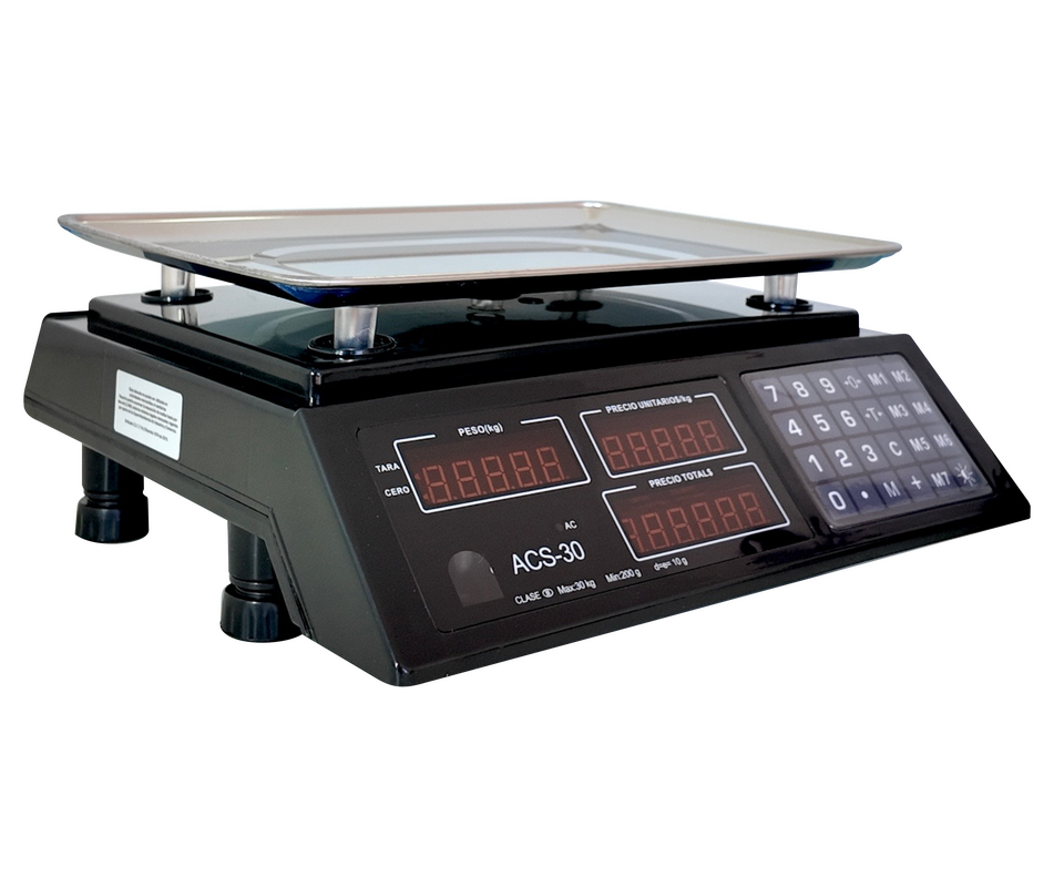 Báscula ACS-30 conectada por RS-232 a computador POS