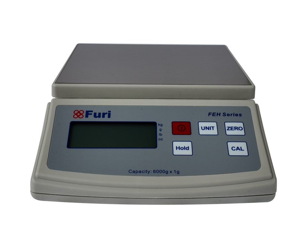Gramera digital Furi FEH 6kg pesando un paquete pequeño